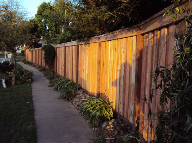 custom fence with overlapped fence boards 
